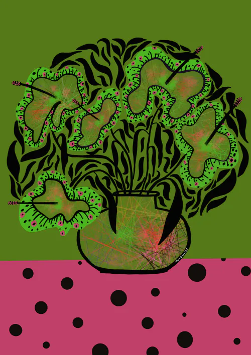 Black Spotted Tablecloth | Illustrative Digital Artwork