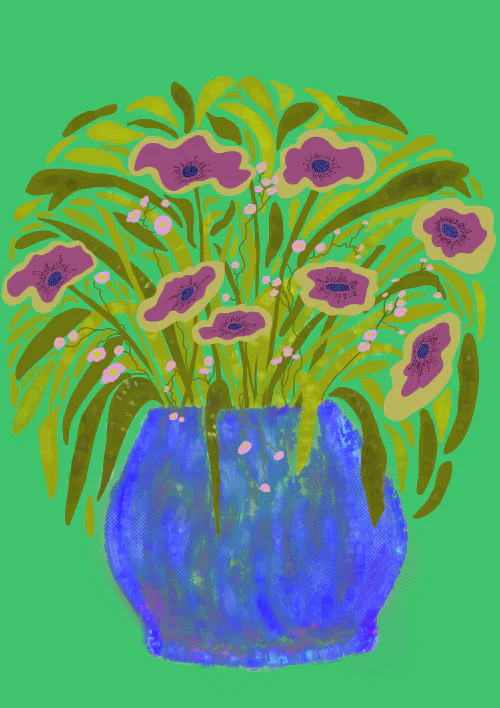 Blue vase green. Digital artwork downloads in Kent