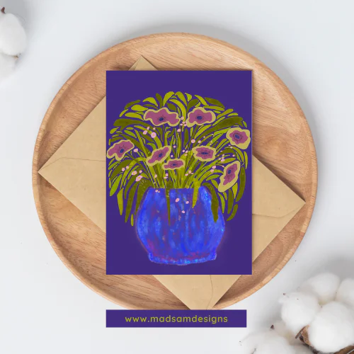 Blue vase purple. Digital artwork downloads in Kent. Mock-up 3