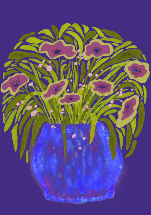 Blue Vase Purple | Contemporary Digital Artwork | Kent