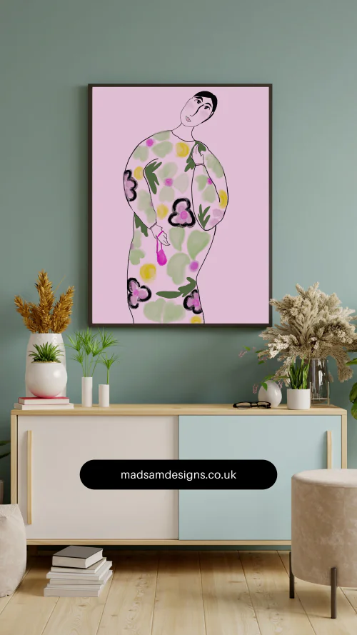 Blush Floral Woman wall art downloads
