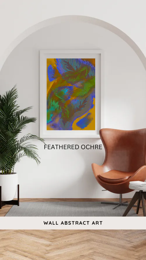 Feathered Ochre - mock up 1 - digital artwork download
