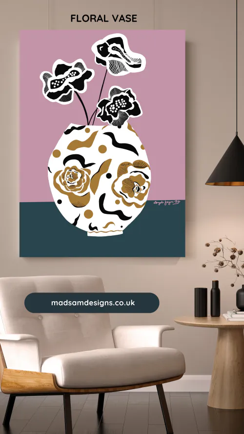 Floral Vase - mock up 1 - digital artwork download