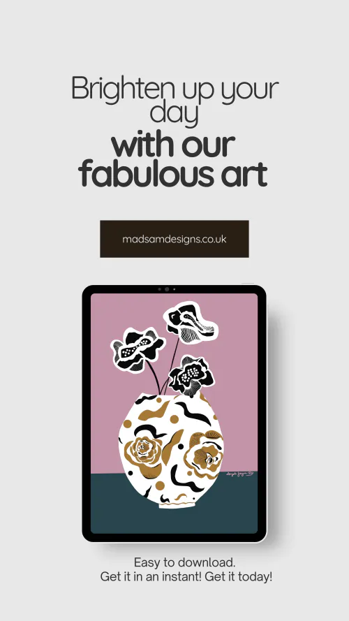 Floral Vase - mock up 4 - digital artwork download