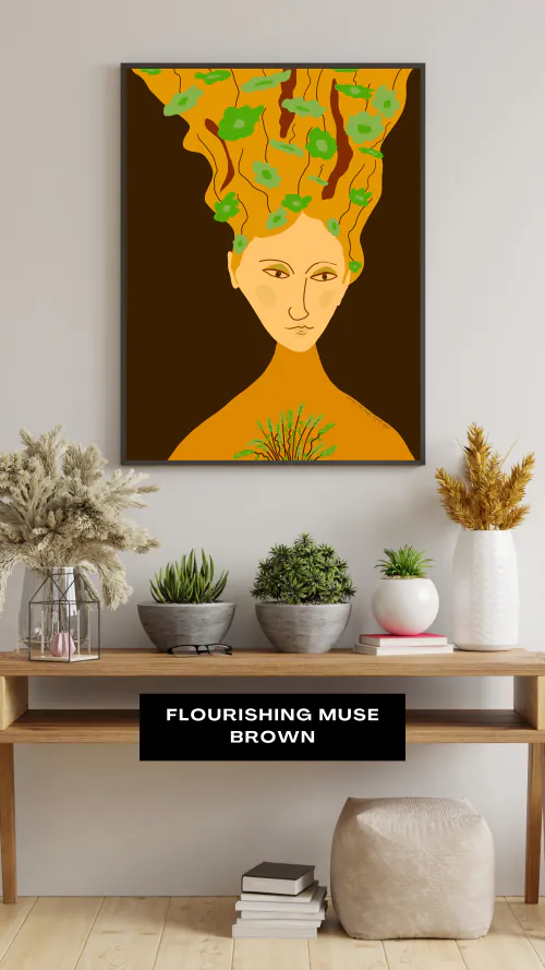 Flourishing Muse Brown - mock up 1 - digital artwork download