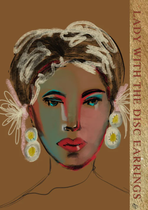 Lady With The Disc Earrings. Digital artwork downloads