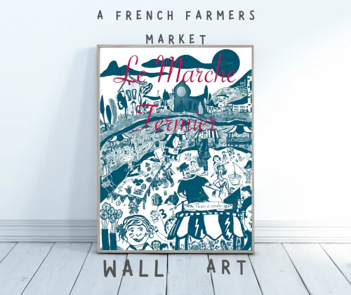 Le Marche Fermier White background wall art. Digital artwork downloads