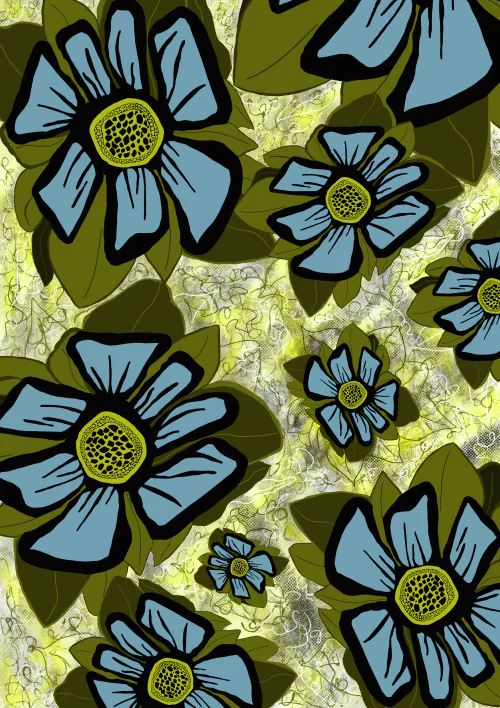Light Blue Petals | Abstract Digital Artwork | Kent