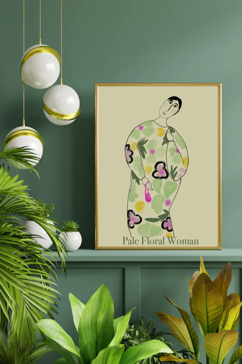 Pale Floral Woman wall artwork downloads
