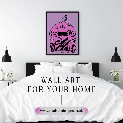 Pink Floral Woman wall artwork image downloads