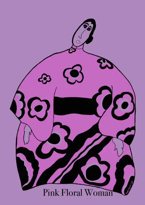 Pink Floral Woman. Digital artwork downloads