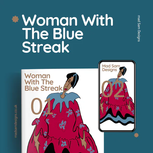Woman With The Blue Streak, mockup 3. Digital artwork download